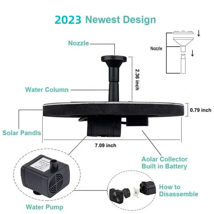🔥Promotion exceptionnelle-50%⏳Compact Solar Bird Fountain Pump – Keep Your Garden Alive! 🐦️