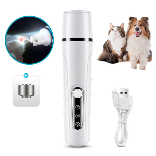 Rechargeable LED Pet Nail Grinder – Low-Noise Diamond Trimmer with Quick Finder & USB-C Charging