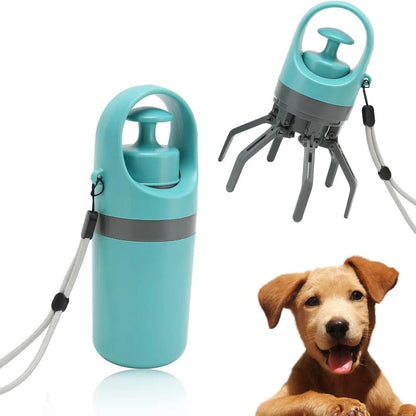 Portable Non-Contact Dog Poop Scooper with Bag Dispenser & Strap