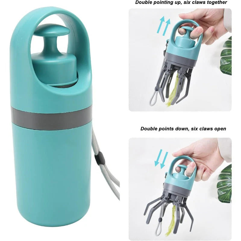 Portable Non-Contact Dog Poop Scooper with Bag Dispenser & Strap