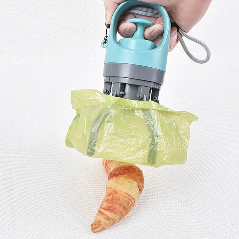 Portable Non-Contact Dog Poop Scooper with Bag Dispenser & Strap