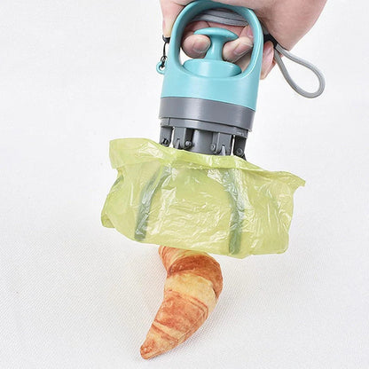 Portable Non-Contact Dog Poop Scooper with Bag Dispenser & Strap